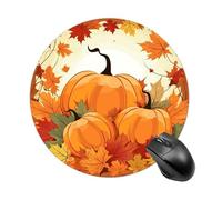 Round Mouse Pad Waterproof Small Mousepad Autumn Pumpkin Maple Leaves Mouse Mat with Non-Slip Rubber Base Cute Computer Mat for Office Home Gaming Laptop Desk Accessories 7.8 X 7.8 Inch