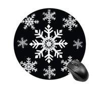 Round Mouse Pad White Snowflake Mouse Mat Non-Slip Rubber Base Washable Mousepad Desktop Protection Mat for Home Office Decor Desk Accessories, 7.8inch