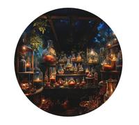 Round Mouse Pad Witch Chemistry Laboratory Science Old Vintage Computer Mouse Pad Durable Comfortable Small Table Mat, For Work, Office, Computer, Study, 20cm