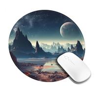 Round Mouse Pad with Non-Slip Rubber Base Alien Planet Mouse Mat with Stitched Edge Gaming Mousepad for Wireless Mouse Computer Laptop Home Office Desk Pad 8"