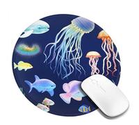 Round Mouse Pad with Non-Slip Rubber Base Aquatic Sea Animal Mouse Mat with Stitched Edge Gaming Mousepad for Wireless Mouse Computer Laptop Home Office Desk Pad 8"