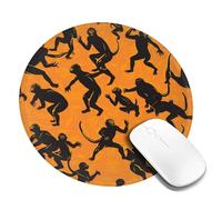 Round Mouse Pad with Non-Slip Rubber Base Black Gibbon Monkey Mouse Mat with Stitched Edge Gaming Mousepad for Wireless Mouse Computer Laptop Home Office Desk Pad 8"