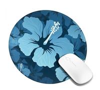 Round Mouse Pad with Non-Slip Rubber Base Blue Hibiscus Mouse Mat with Stitched Edge Gaming Mousepad for Wireless Mouse Computer Laptop Home Office Desk Pad 8"