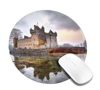 Round Mouse Pad with Non-Slip Rubber Base Castle Near Lake Stones Mouse Mat with Stitched Edge Gaming Mousepad for Wireless Mouse Computer Laptop Home Office Desk Pad 8"
