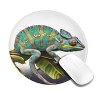 Round Mouse Pad with Non-Slip Rubber Base Chameleon Mouse Mat with Stitched Edge Gaming Mousepad for Wireless Mouse Computer Laptop Home Office Desk Pad