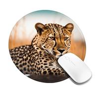Round Mouse Pad with Non-Slip Rubber Base Cheetah Waiting Mouse Mat with Stitched Edge Gaming Mousepad for Wireless Mouse Computer Laptop Home Office Desk Pad 8"