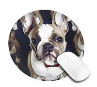 Round Mouse Pad with Non-Slip Rubber Base Cute French Bulldog Mouse Mat with Stitched Edge Gaming Mousepad for Wireless Mouse Computer Laptop Home Office Desk Pad 8"