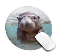 Round Mouse Pad with Non-Slip Rubber Base Cute Hippo Mouse Mat with Stitched Edge Gaming Mousepad for Wireless Mouse Computer Laptop Home Office Desk Pad 8"
