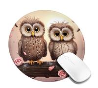 Round Mouse Pad with Non-Slip Rubber Base Cute Owls Mouse Mat with Stitched Edge Gaming Mousepad for Wireless Mouse Computer Laptop Home Office Desk Pad