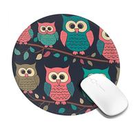 Round Mouse Pad with Non-Slip Rubber Base Cute Owls Mouse Mat with Stitched Edge Gaming Mousepad for Wireless Mouse Computer Laptop Home Office Desk Pad