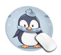 Round Mouse Pad with Non-Slip Rubber Base Cute Penguin Mouse Mat with Stitched Edge Gaming Mousepad for Wireless Mouse Computer Laptop Home Office Desk Pad 8"