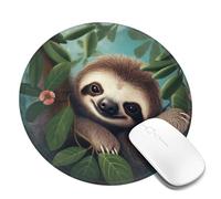 Round Mouse Pad with Non-Slip Rubber Base Cute Sloth Mouse Mat with Stitched Edge Gaming Mousepad for Wireless Mouse Computer Laptop Home Office Desk Pad 8"