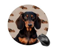 Round Mouse Pad with Non-Slip Rubber Base, Desktop Protection Mouse Mat, Funny Small Dachshund Dog Mouse Mat for Office, Work Computers Laptop Home, 7.8 X 7.8 Inch