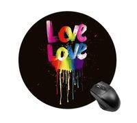 Round Mouse Pad with Non-Slip Rubber Base, Desktop Protection Mouse Mat, Funny Small Love is Love Mouse Mat for Office, Work Computers Laptop Home, 7.8 X 7.8 Inch