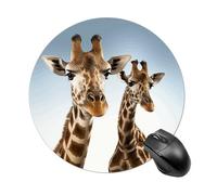 Round Mouse Pad with Non-Slip Rubber Base, Desktop Protection Mouse Mat, Funny Small Necks of Giraffe Mouse Mat for Office, Work Computers Laptop Home, 7.8 X 7.8 Inch