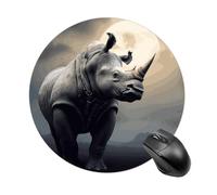 Round Mouse Pad with Non-Slip Rubber Base, Desktop Protection Mouse Mat, Funny Small Rhino Mouse Mat for Office, Work Computers Laptop Home, 7.8 X 7.8 Inch