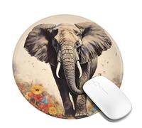 Round Mouse Pad with Non-Slip Rubber Base Elephant Painting Mouse Mat with Stitched Edge Gaming Mousepad for Wireless Mouse Computer Laptop Home Office Desk Pad 8"
