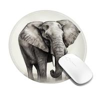 Round Mouse Pad with Non-Slip Rubber Base Elephant Sketch Mouse Mat with Stitched Edge Gaming Mousepad for Wireless Mouse Computer Laptop Home Office Desk Pad 8"