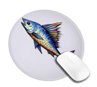 Round Mouse Pad with Non-Slip Rubber Base Fish Art Mouse Mat with Stitched Edge Gaming Mousepad for Wireless Mouse Computer Laptop Home Office Desk Pad