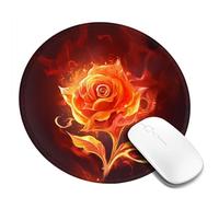 Round Mouse Pad with Non-Slip Rubber Base Flame Rose Mouse Mat with Stitched Edge Gaming Mousepad for Wireless Mouse Computer Laptop Home Office Desk Pad 8"