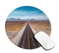Round Mouse Pad with Non-Slip Rubber Base Freeway Highway Road in The Desert Mouse Mat with Stitched Edge Gaming Mousepad for Wireless Mouse Computer Laptop Home Office Desk Pad