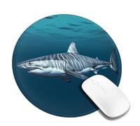 Round Mouse Pad with Non-Slip Rubber Base Great White Shark Mouse Mat with Stitched Edge Gaming Mousepad for Wireless Mouse Computer Laptop Home Office Desk Pad 8"