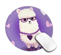 Round Mouse Pad with Non-Slip Rubber Base Love Alpaca Purple Mouse Mat with Stitched Edge Gaming Mousepad for Wireless Mouse Computer Laptop Home Office Desk Pad 8"