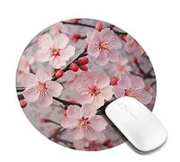 Round Mouse Pad with Non-Slip Rubber Base Pink Cherry Blossoms Mouse Mat with Stitched Edge Gaming Mousepad for Wireless Mouse Computer Laptop Home Office Desk Pad 8"