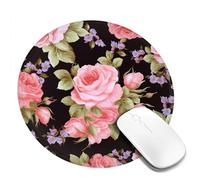 Round Mouse Pad with Non-Slip Rubber Base Pink Rose Mouse Mat with Stitched Edge Gaming Mousepad for Wireless Mouse Computer Laptop Home Office Desk Pad 8"