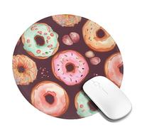 Round Mouse Pad with Non-Slip Rubber Base Pretty Donuts Mouse Mat with Stitched Edge Gaming Mousepad for Wireless Mouse Computer Laptop Home Office Desk Pad 8"