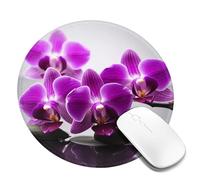 Round Mouse Pad with Non-Slip Rubber Base Purple Butterfly Orchid Mouse Mat with Stitched Edge Gaming Mousepad for Wireless Mouse Computer Laptop Home Office Desk Pad 8"