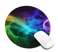 Round Mouse Pad with Non-Slip Rubber Base Rainbow Smoke Mouse Mat with Stitched Edge Gaming Mousepad for Wireless Mouse Computer Laptop Home Office Desk Pad 8"