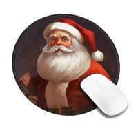 Round Mouse Pad with Non-Slip Rubber Base Santa Claus Mouse Mat with Stitched Edge Gaming Mousepad for Wireless Mouse Computer Laptop Home Office Desk Pad 8"