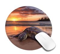 Round Mouse Pad with Non-Slip Rubber Base Sea Turtle Sunset Mouse Mat with Stitched Edge Gaming Mousepad for Wireless Mouse Computer Laptop Home Office Desk Pad 8"