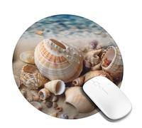 Round Mouse Pad with Non-Slip Rubber Base Seashells by The Seashore Mouse Mat with Stitched Edge Gaming Mousepad for Wireless Mouse Computer Laptop Home Office Desk Pad 8"