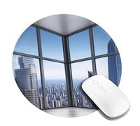 Round Mouse Pad with Non-Slip Rubber Base Skyscraper Buildings Mouse Mat with Stitched Edge Gaming Mousepad for Wireless Mouse Computer Laptop Home Office Desk Pad 8"