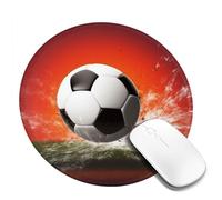 Round Mouse Pad with Non-Slip Rubber Base Soccer Ball Background Mouse Mat with Stitched Edge Gaming Mousepad for Wireless Mouse Computer Laptop Home Office Desk Pad 8"