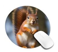 Round Mouse Pad with Non-Slip Rubber Base Squirrel Funny Animal Mouse Mat with Stitched Edge Gaming Mousepad for Wireless Mouse Computer Laptop Home Office Desk Pad 8"