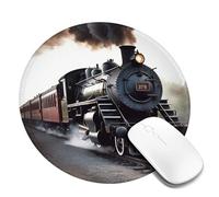 Round Mouse Pad with Non-Slip Rubber Base Steam Train Mouse Mat with Stitched Edge Gaming Mousepad for Wireless Mouse Computer Laptop Home Office Desk Pad 8"
