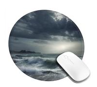 Round Mouse Pad with Non-Slip Rubber Base Stormy Sea Mouse Mat with Stitched Edge Gaming Mousepad for Wireless Mouse Computer Laptop Home Office Desk Pad 8"
