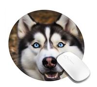 Round Mouse Pad with Non-Slip Rubber Base Stupid Husky Dog Mouse Mat with Stitched Edge Gaming Mousepad for Wireless Mouse Computer Laptop Home Office Desk Pad 8"