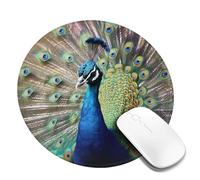 Round Mouse Pad with Non-Slip Rubber Base The Peacock Mouse Mat with Stitched Edge Gaming Mousepad for Wireless Mouse Computer Laptop Home Office Desk Pad 8"