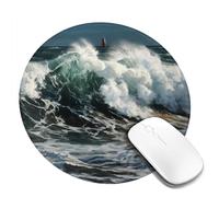 Round Mouse Pad with Non-Slip Rubber Base The Sea Waves Mouse Mat with Stitched Edge Gaming Mousepad for Wireless Mouse Computer Laptop Home Office Desk Pad 8"
