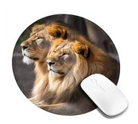Round Mouse Pad with Non-Slip Rubber Base Two Lions Mouse Mat with Stitched Edge Gaming Mousepad for Wireless Mouse Computer Laptop Home Office Desk Pad 8"