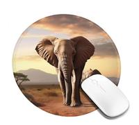 Round Mouse Pad with Non-Slip Rubber Base Walking Elephant Mouse Mat with Stitched Edge Gaming Mousepad for Wireless Mouse Computer Laptop Home Office Desk Pad 8"