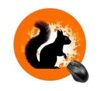 Round Mousepad Funny Small MouseMat with Non-Slip Rubber Base and Stitched Edge Cute Squirrel Silhouette Gaming Mousepad for Home Office Dorm Desk Decor Accessories 7.8x7.8 Inches