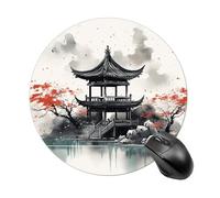 Round Mousepad Portable Chinese Ink Painting Printed Mouse Mat Non Slip Rubber Base Small Mouse Pads for All Types of Mouse Laptop Computer PC 7.8 X 7.8 Inches
