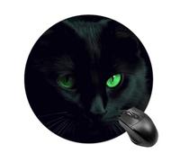 Round Mousepad with Non-Slip Rubber Base Black Cat Green Eyes Mousepad Gaming Mousemat Waterproof Funny Mousepad Large Desk Mat Washable Computer Mousepads for Laptop Office Home Working 7.8x7.8in