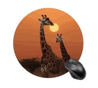 Round Mousepad with Non-Slip Rubber Base MouseMat Washable Waterproof Gaming Mousepad Giraffe at Sunset Mice Pad for Computer Office Desk Accessories 7.8x7.8 Inches