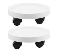 Round Movable Planter Tray with Wheels Heavy Duty Sturdy Industrial Mobile Base for Most Type Plant Pot-Yvan 2 White 220